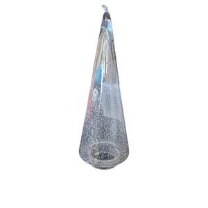 10.5” Hand Blown Glass Christmas Tree Made In Poland Snowy Sparkling White NWT